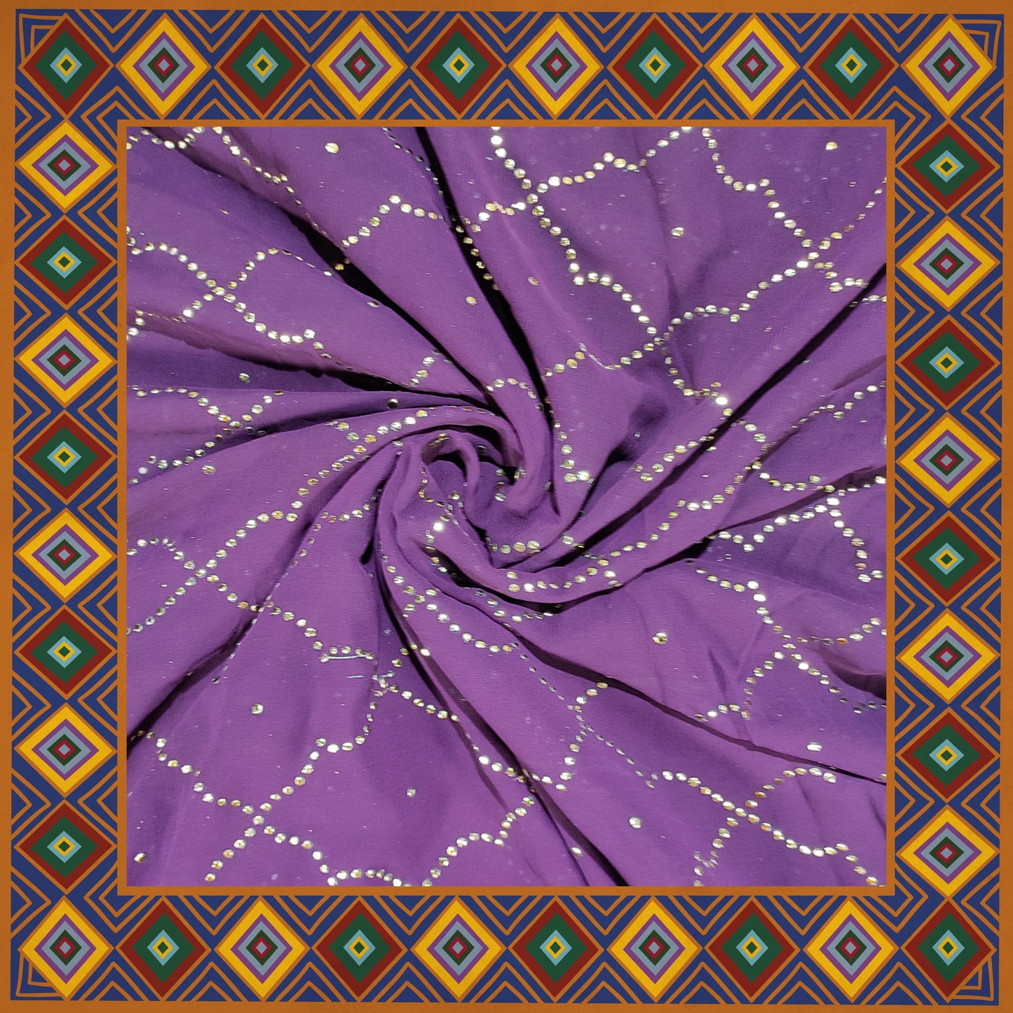 Golden Mukesh Work On Georgette Blooming