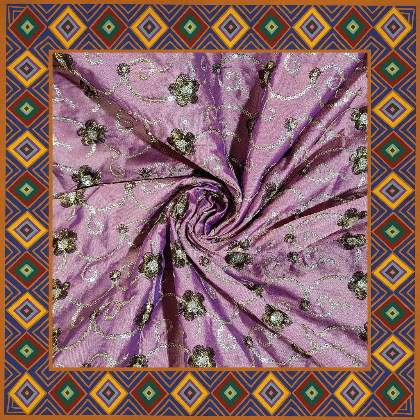 Sequence Glitter Flower Butti With Jari Embroidery