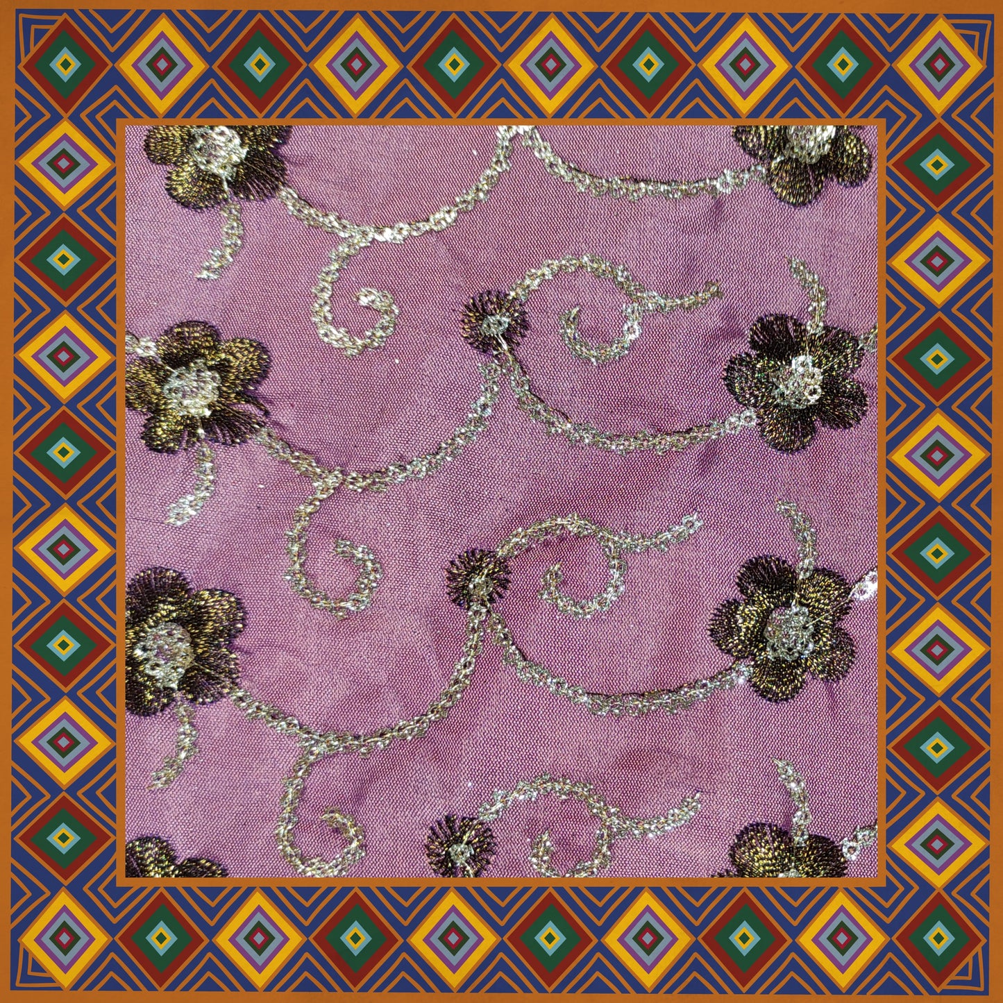 Sequence Glitter Flower Butti With Jari Embroidery