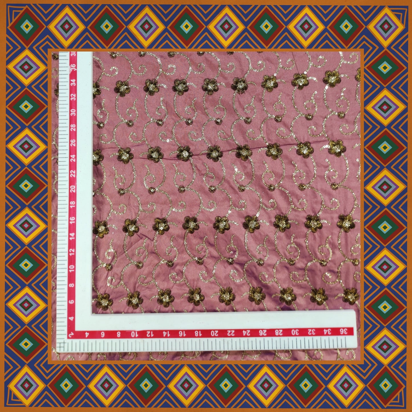 Sequence Glitter Flower Butti With Jari Embroidery