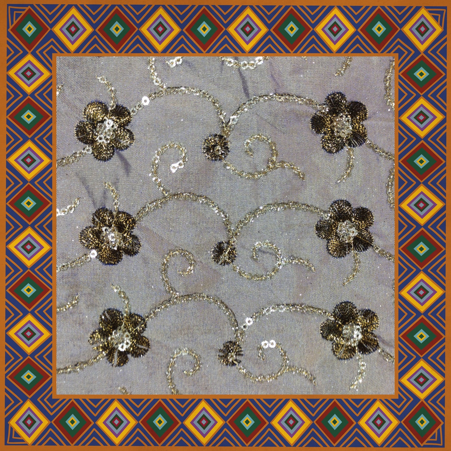 Sequence Glitter Flower Butti With Jari Embroidery