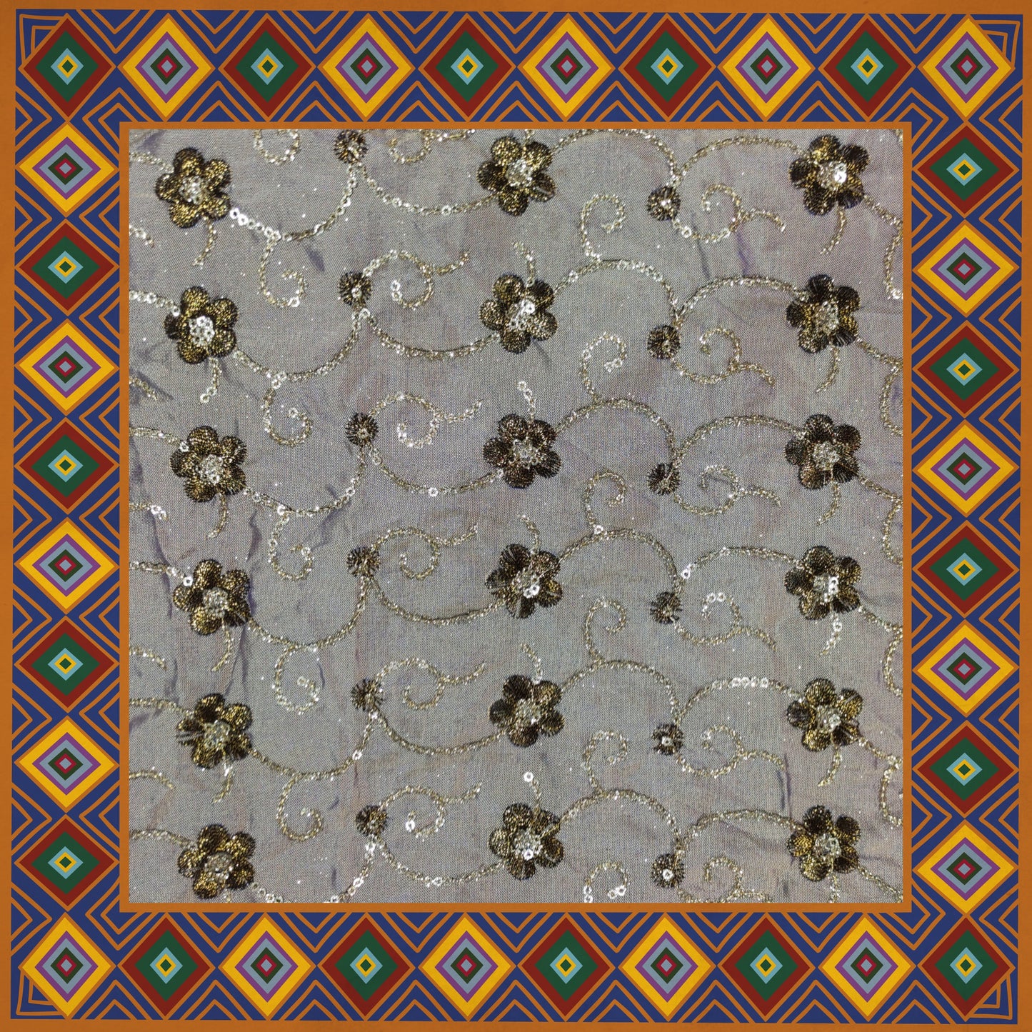 Sequence Glitter Flower Butti With Jari Embroidery
