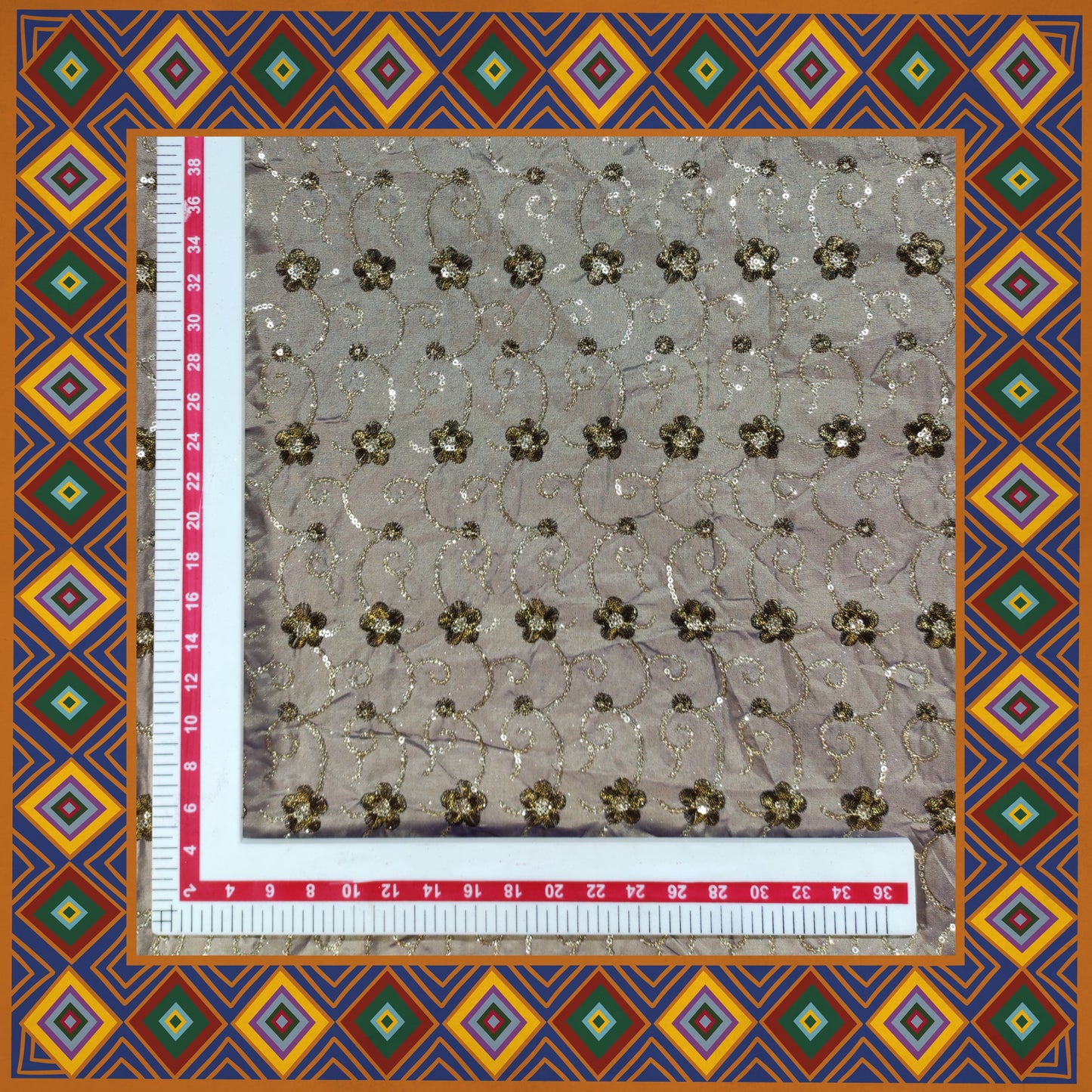 Sequence Glitter Flower Butti With Jari Embroidery