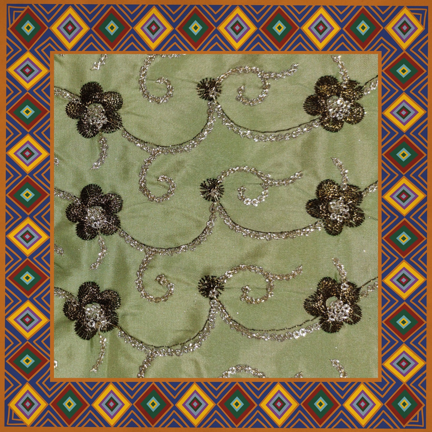 Sequence Glitter Flower Butti With Jari Embroidery