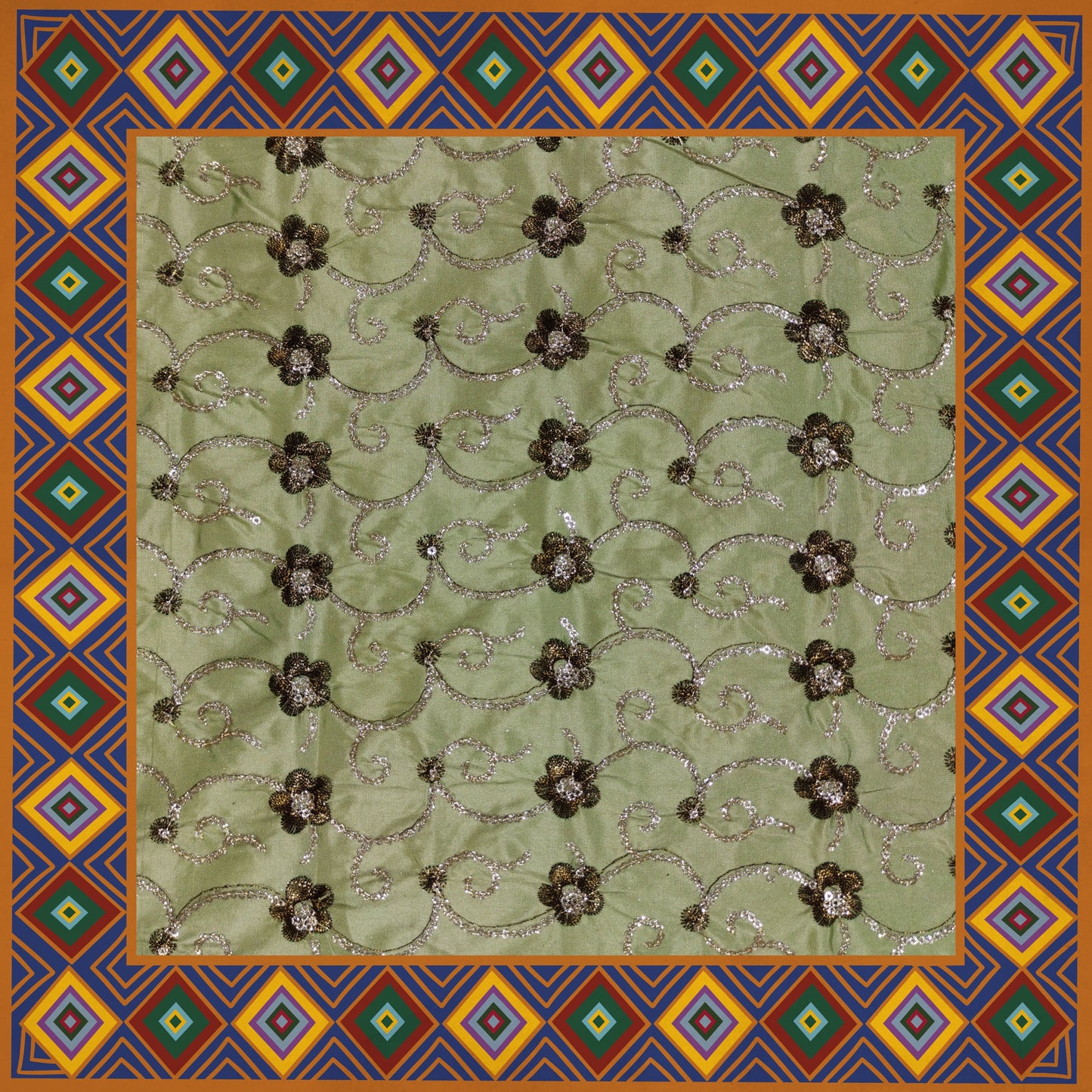 Sequence Glitter Flower Butti With Jari Embroidery