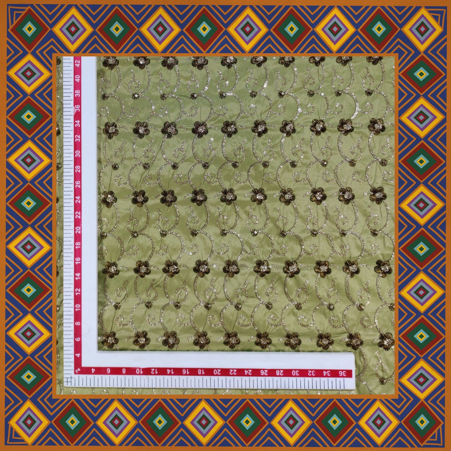 Sequence Glitter Flower Butti With Jari Embroidery