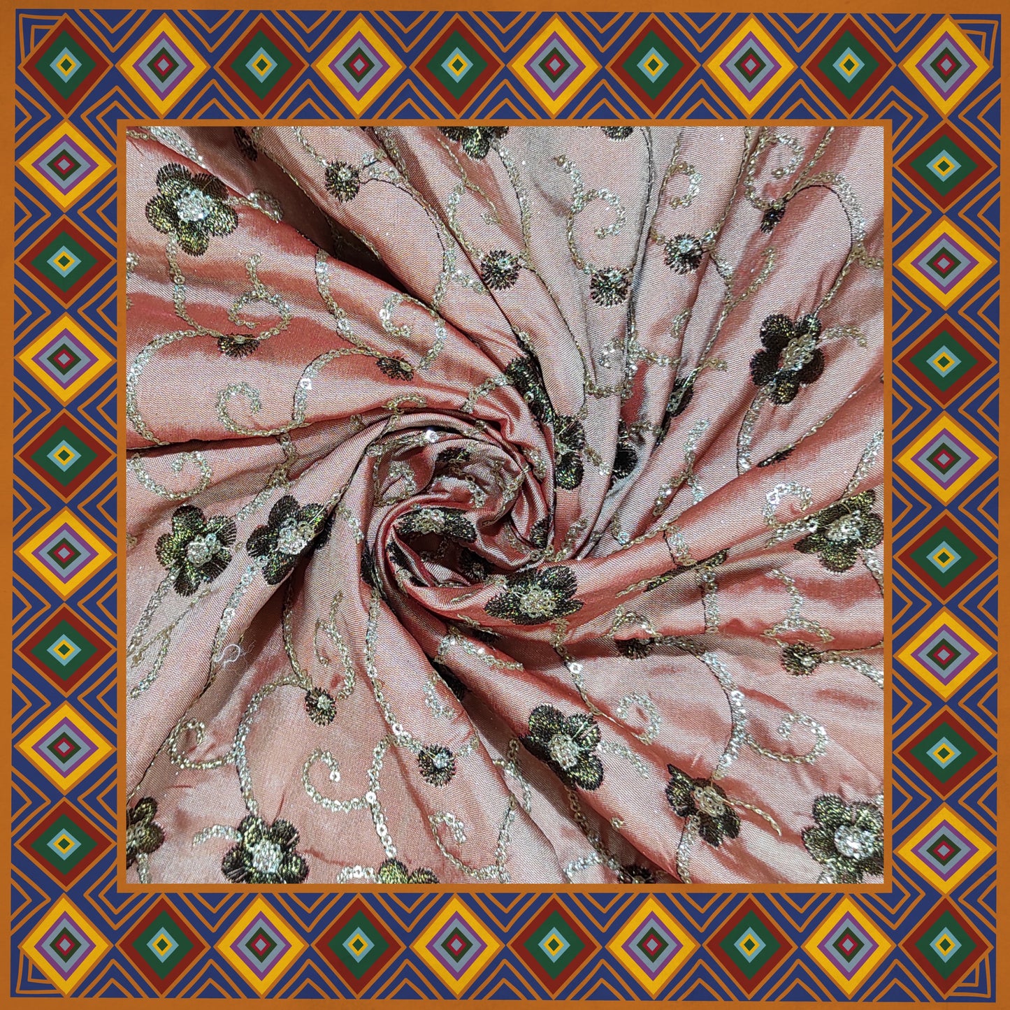 Sequence Glitter Flower Butti With Jari Embroidery