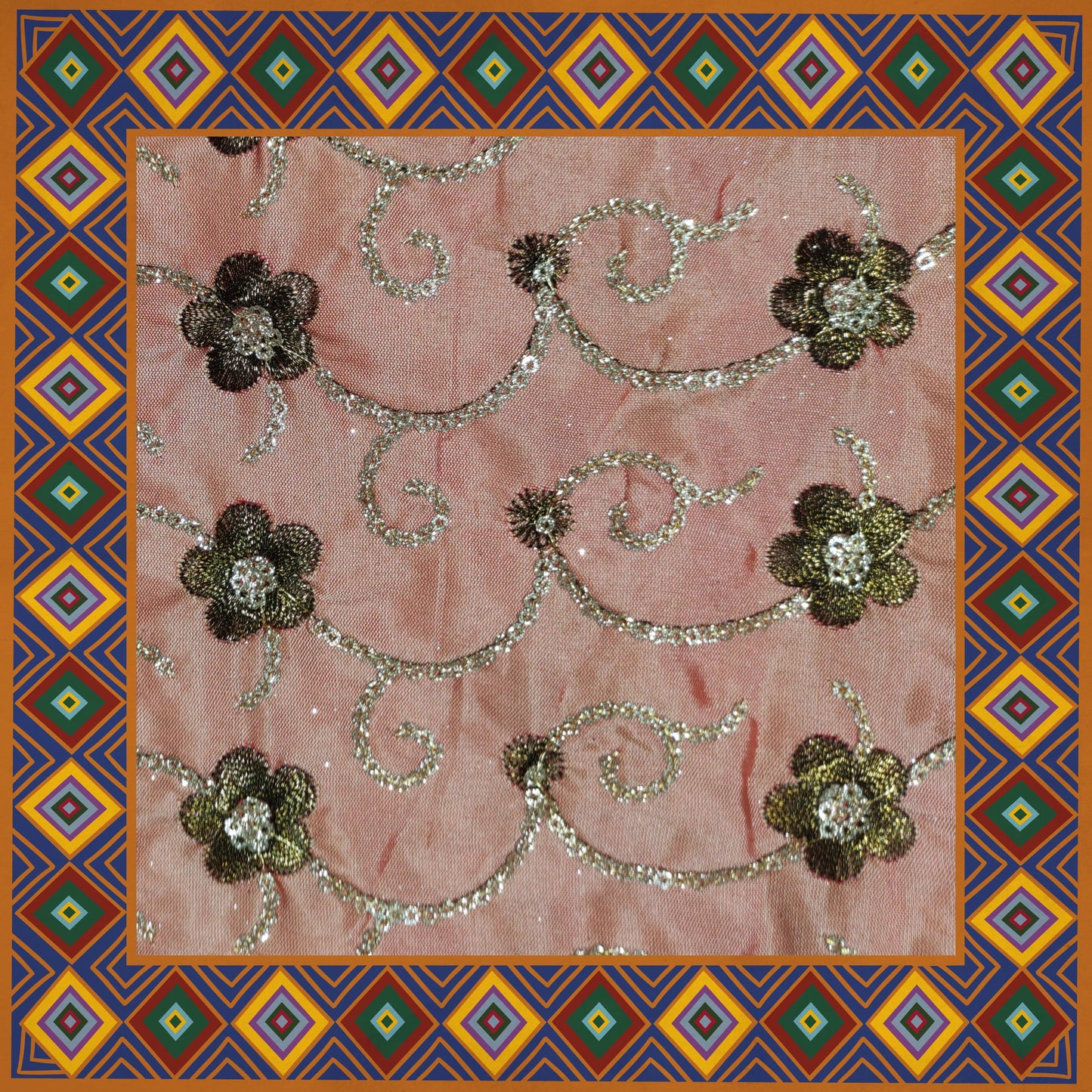Sequence Glitter Flower Butti With Jari Embroidery