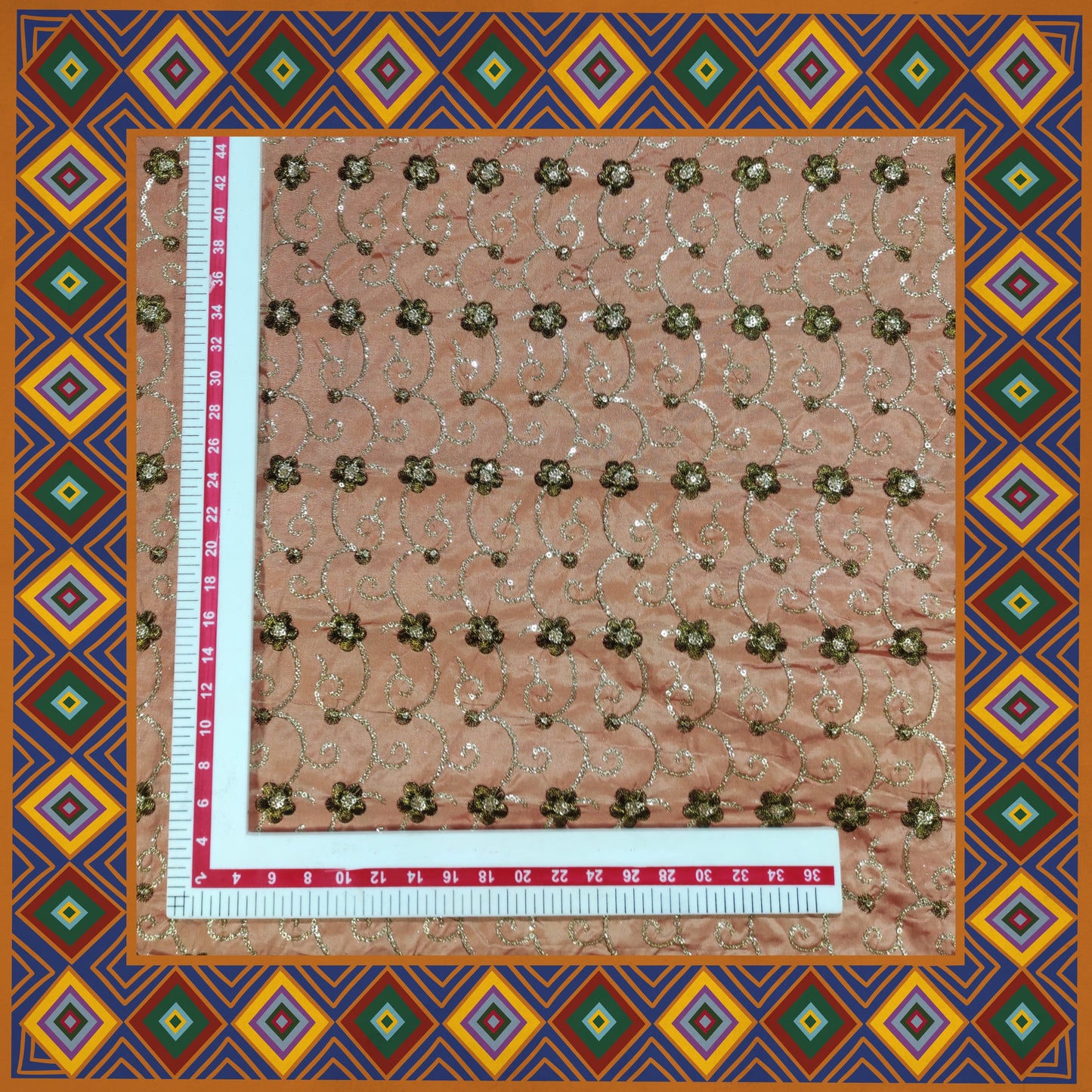 Sequence Glitter Flower Butti With Jari Embroidery