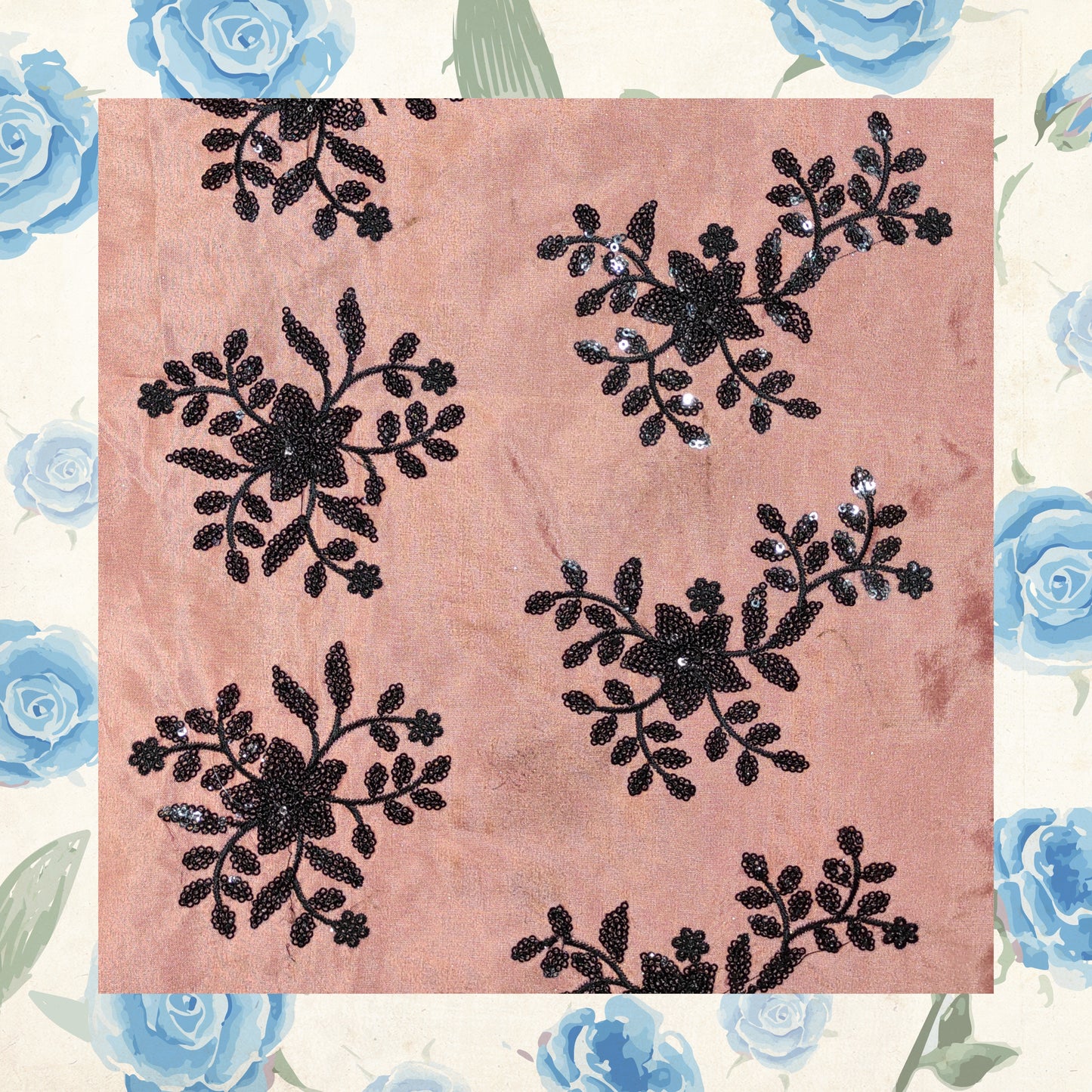 Black Sequence Embroidery On Tafetta