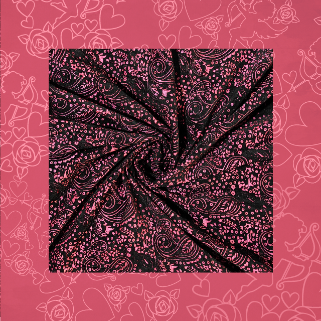 Black Velvet Flocking On Malai Fabric (FW-44" EMB-44")