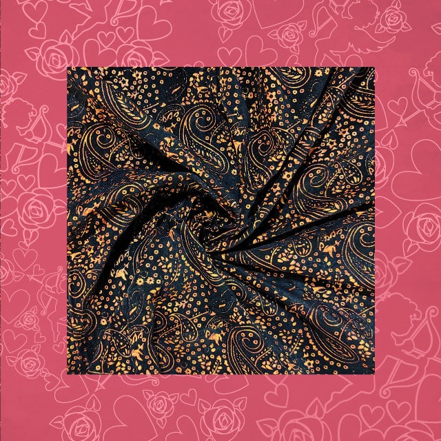 Black Velvet Flocking On Malai Fabric (FW-44" EMB-44")
