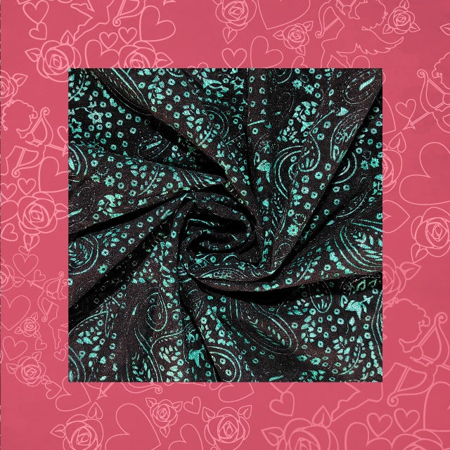 Black Velvet Flocking On Malai Fabric (FW-44" EMB-44")