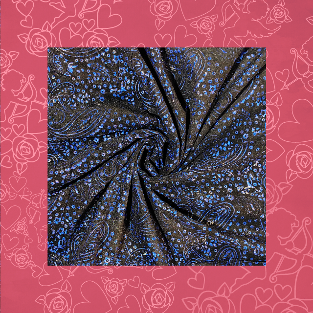 Black Velvet Flocking On Malai Fabric (FW-44" EMB-44")
