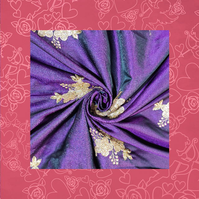 Glitter Sequence Embroidery On Satin Tafetta