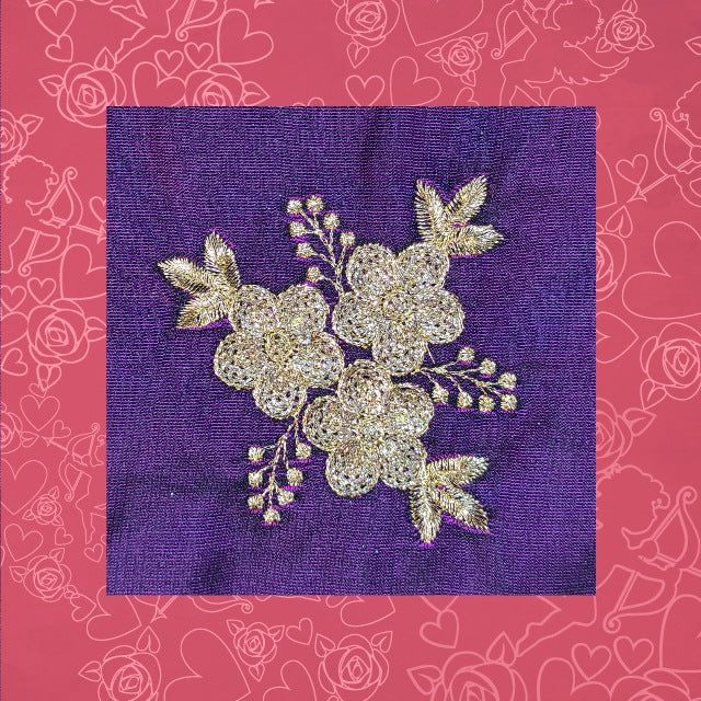 Glitter Sequence Embroidery On Satin Tafetta