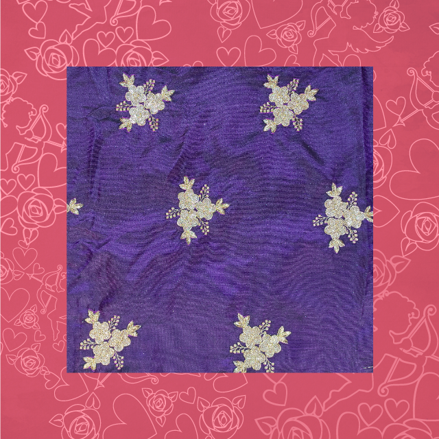 Glitter Sequence Embroidery On Satin Tafetta