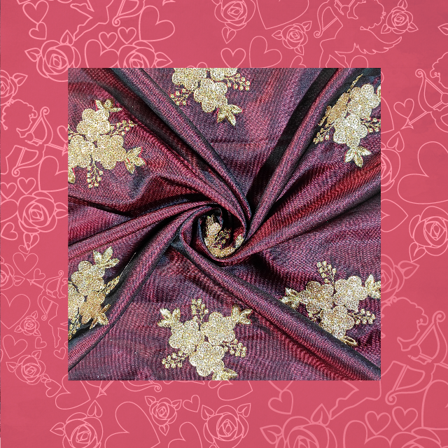 Glitter Sequence Embroidery On Satin Tafetta