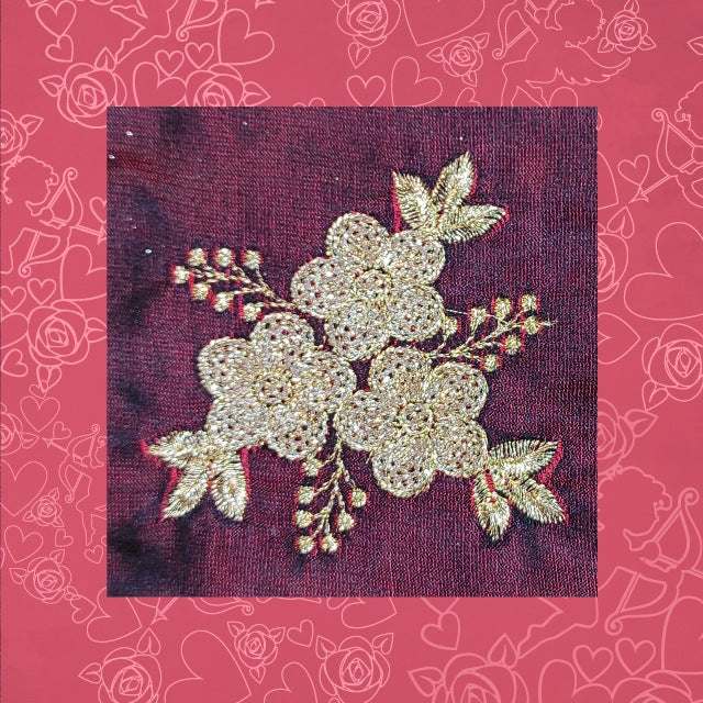 Glitter Sequence Embroidery On Satin Tafetta