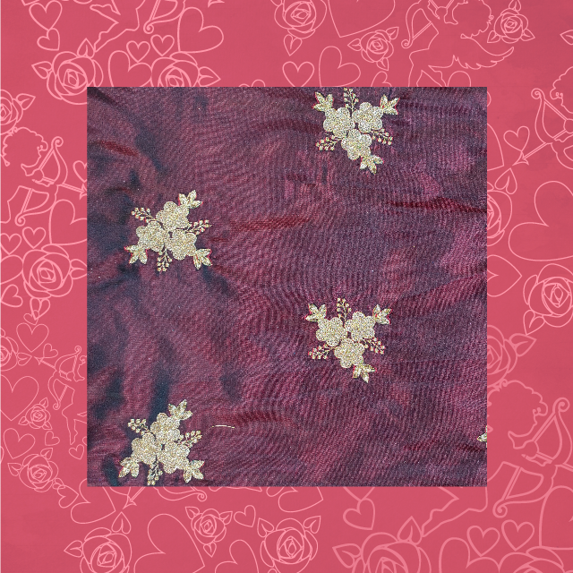 Glitter Sequence Embroidery On Satin Tafetta