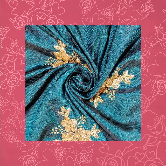 Glitter Sequence Embroidery On Satin Tafetta
