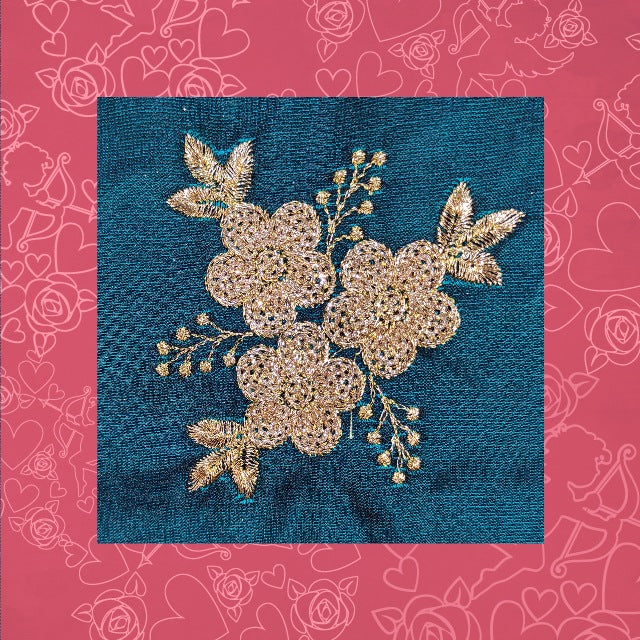 Glitter Sequence Embroidery On Satin Tafetta