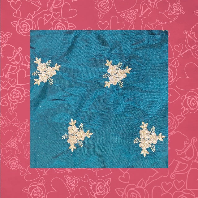 Glitter Sequence Embroidery On Satin Tafetta