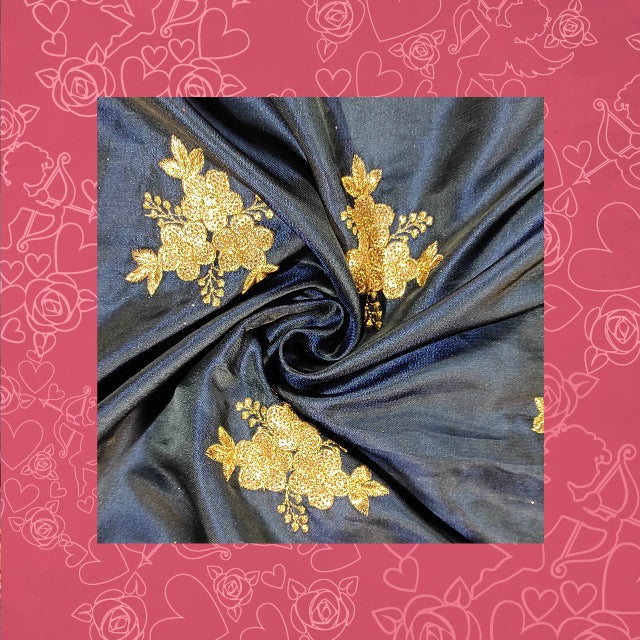 Glitter Sequence Embroidery On Satin Tafetta