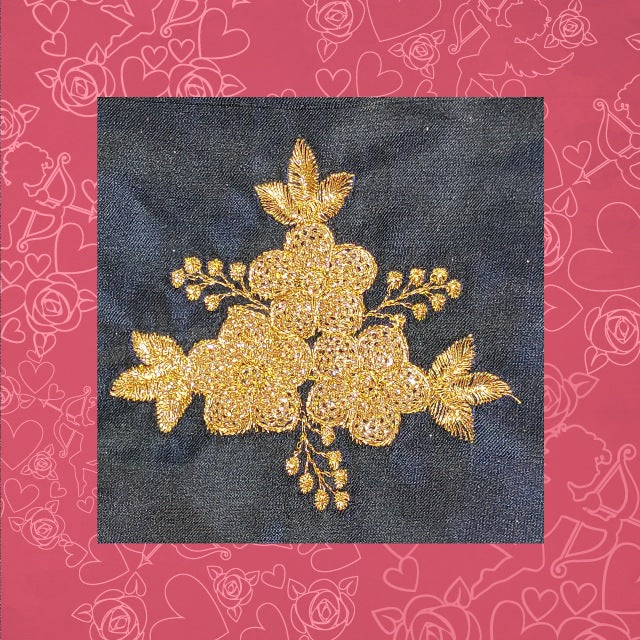 Glitter Sequence Embroidery On Satin Tafetta