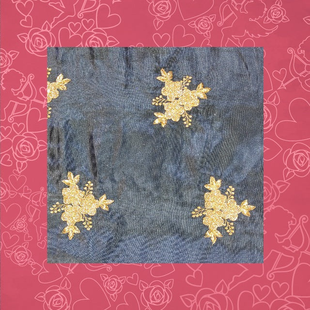Glitter Sequence Embroidery On Satin Tafetta