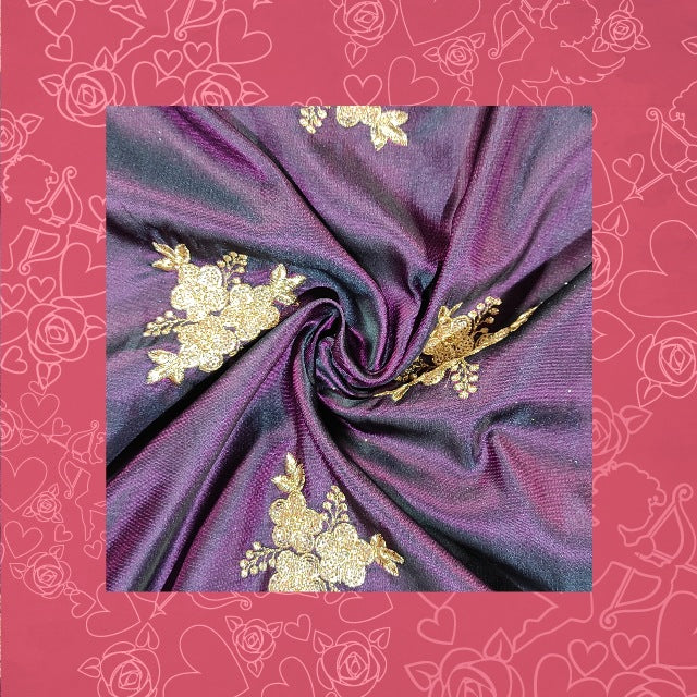 Glitter Sequence Embroidery On Satin Tafetta
