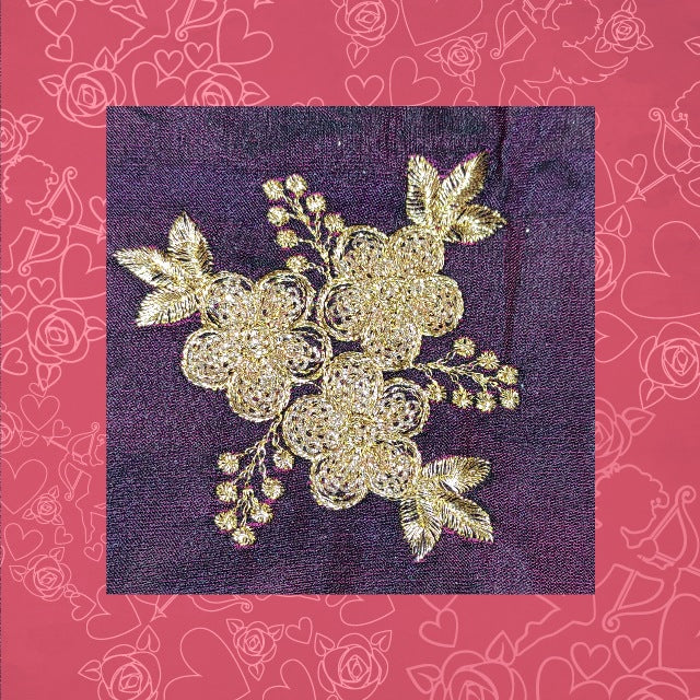 Glitter Sequence Embroidery On Satin Tafetta