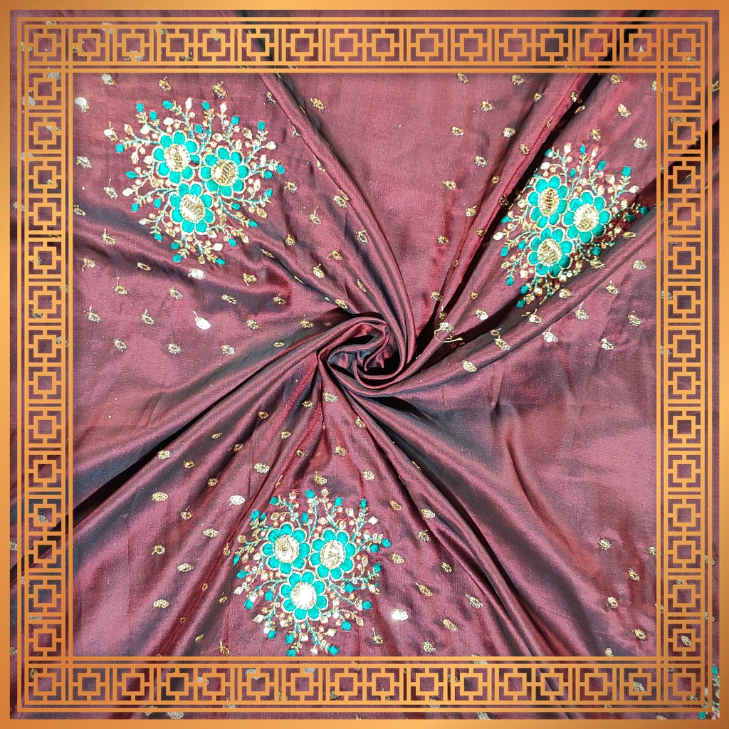 Golden Sequence Multi Work On Satin Tafetta