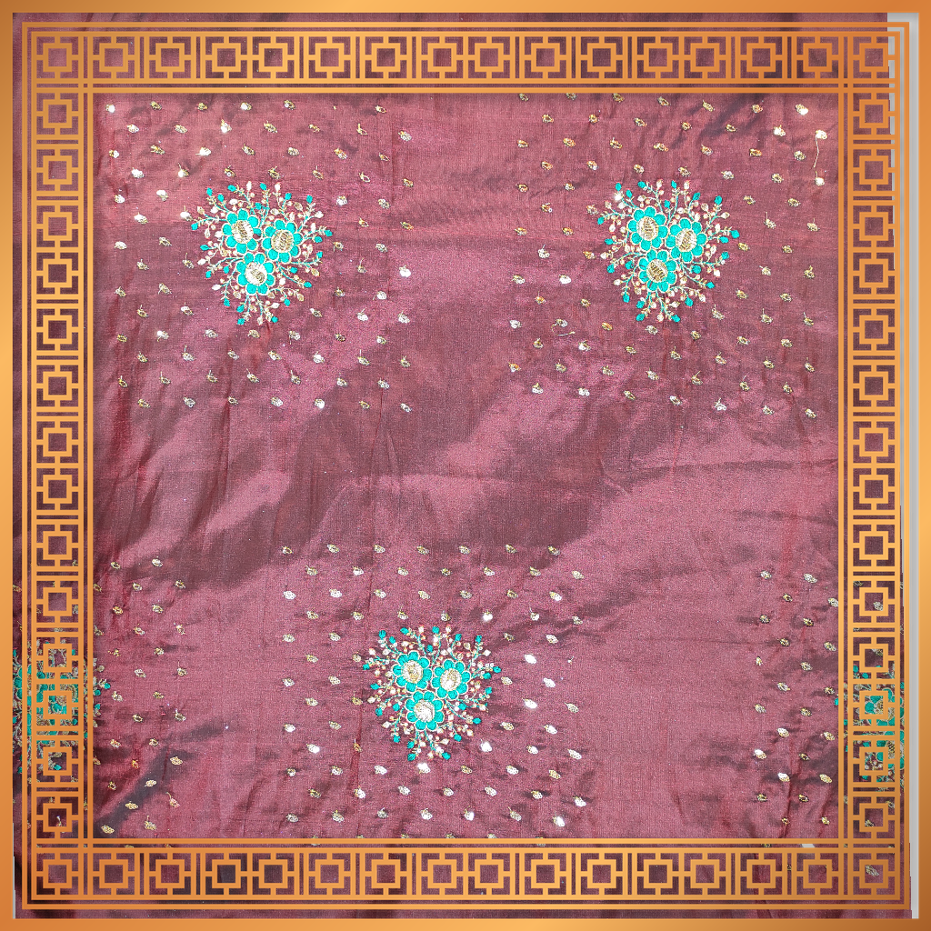 Golden Sequence Multi Work On Satin Tafetta