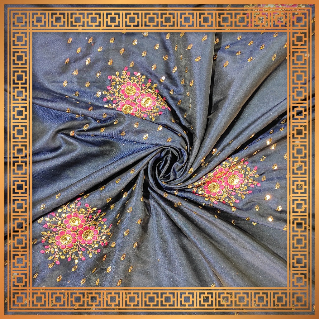 Golden Sequence Multi Work On Satin Tafetta