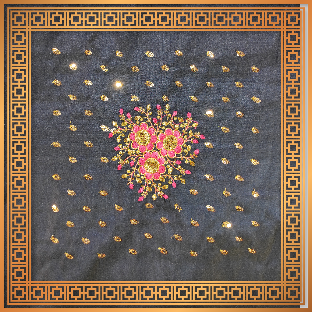Golden Sequence Multi Work On Satin Tafetta