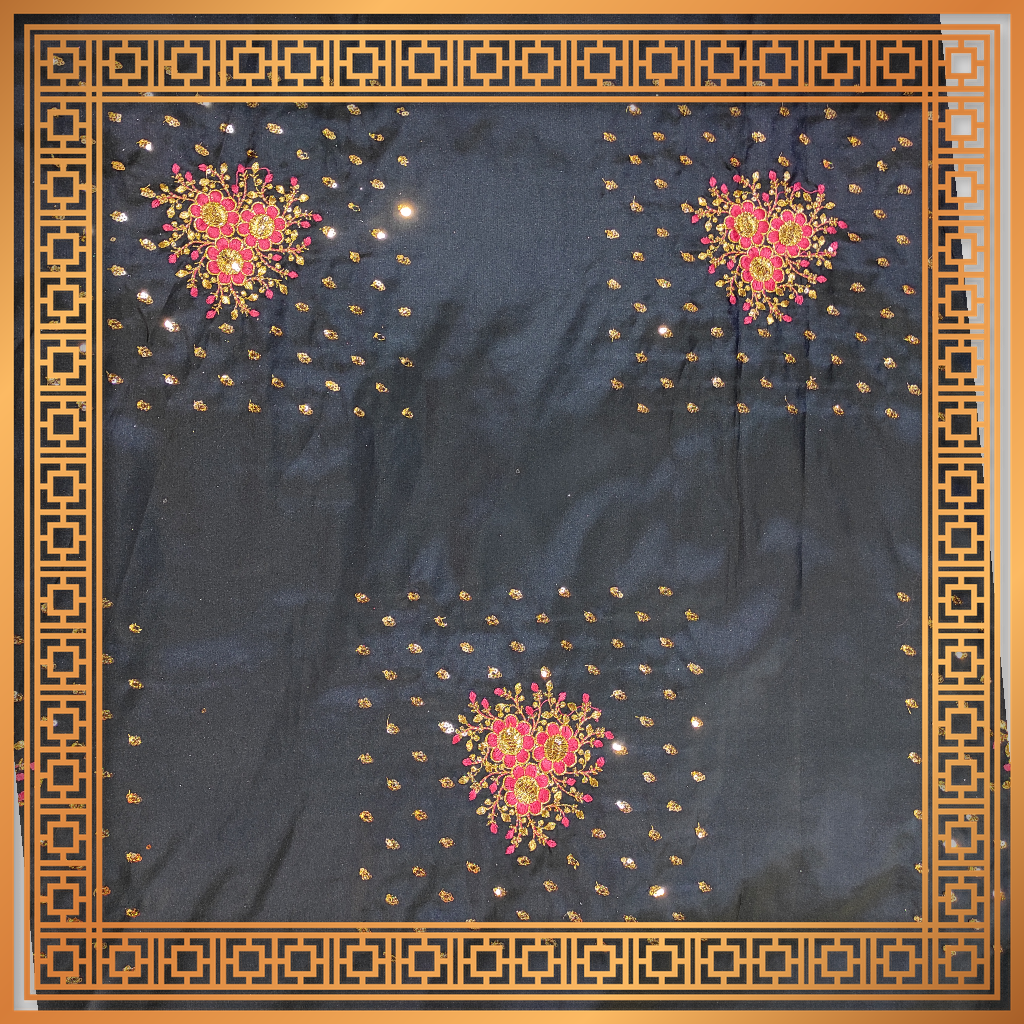 Golden Sequence Multi Work On Satin Tafetta