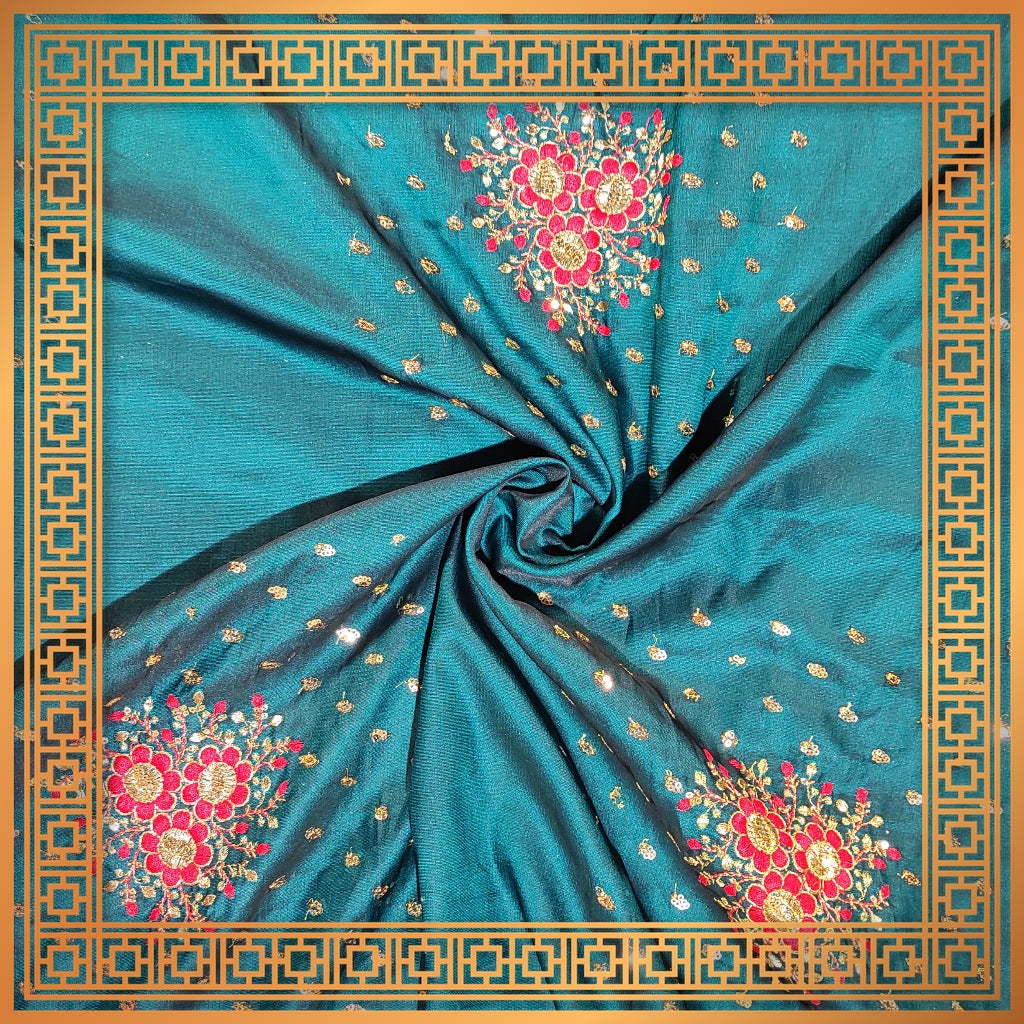 Golden Sequence Multi Work On Satin Tafetta