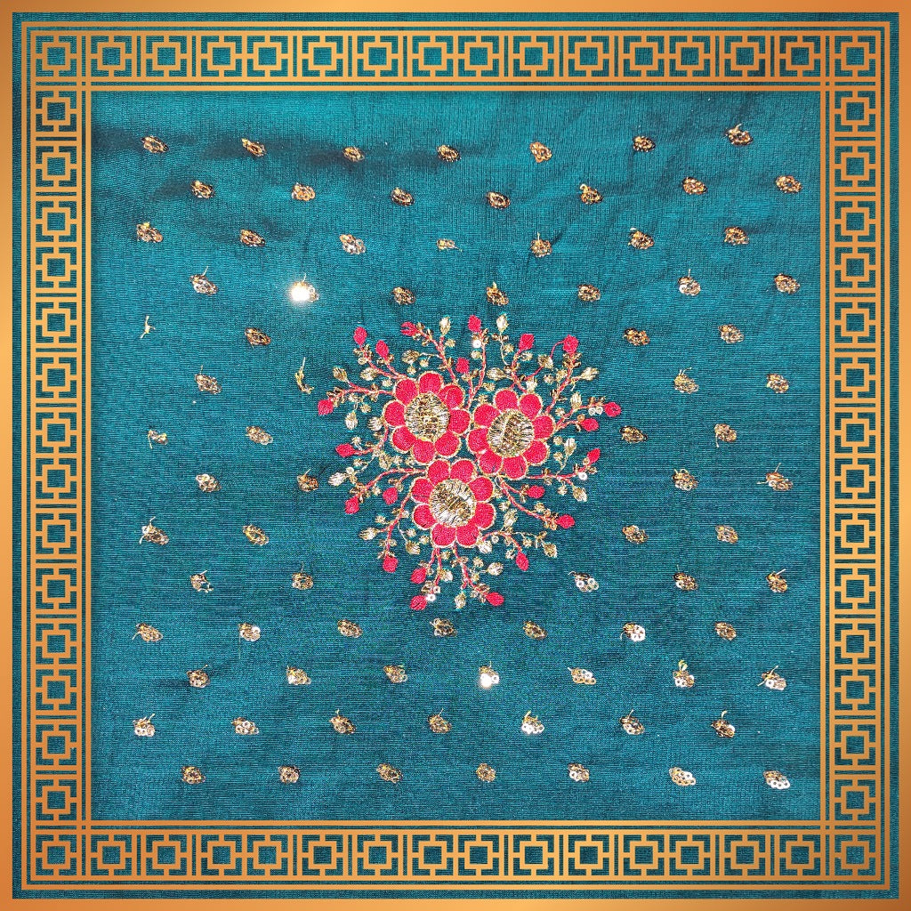 Golden Sequence Multi Work On Satin Tafetta