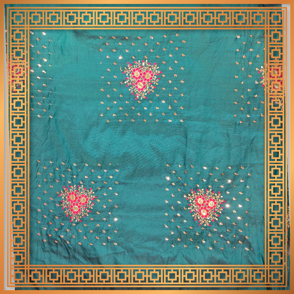 Golden Sequence Multi Work On Satin Tafetta