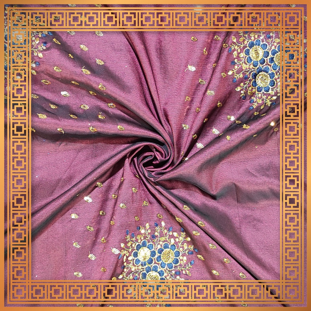 Golden Sequence Multi Work On Satin Tafetta