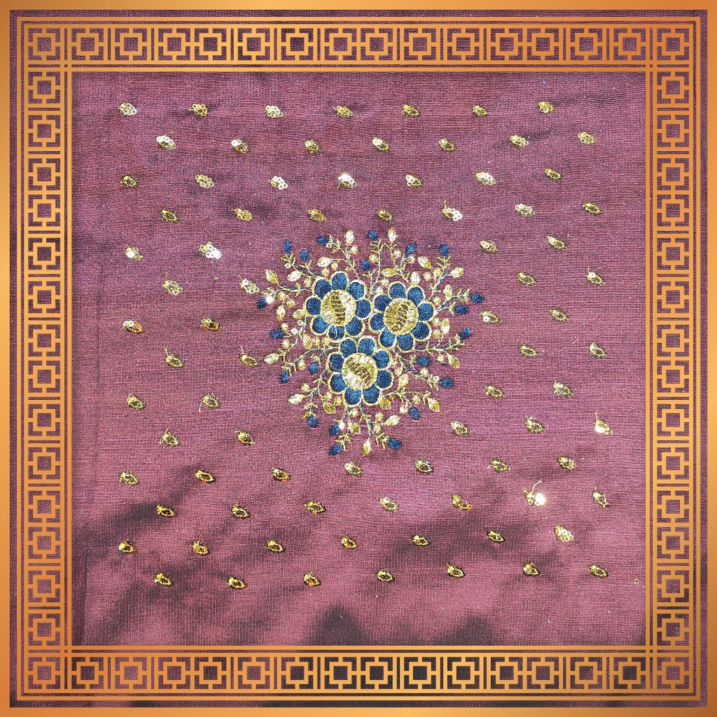 Golden Sequence Multi Work On Satin Tafetta