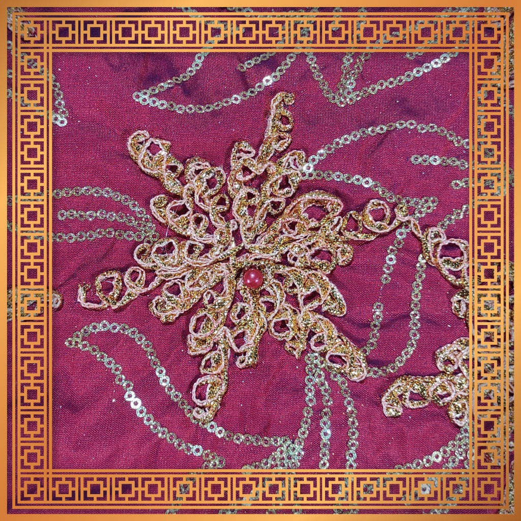 Dori Work Sequence On Tafeta With Moti