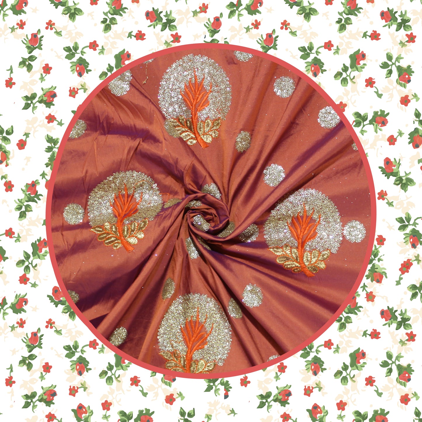 Glitter Sequence Multi Zari Embroidery On Tafeta