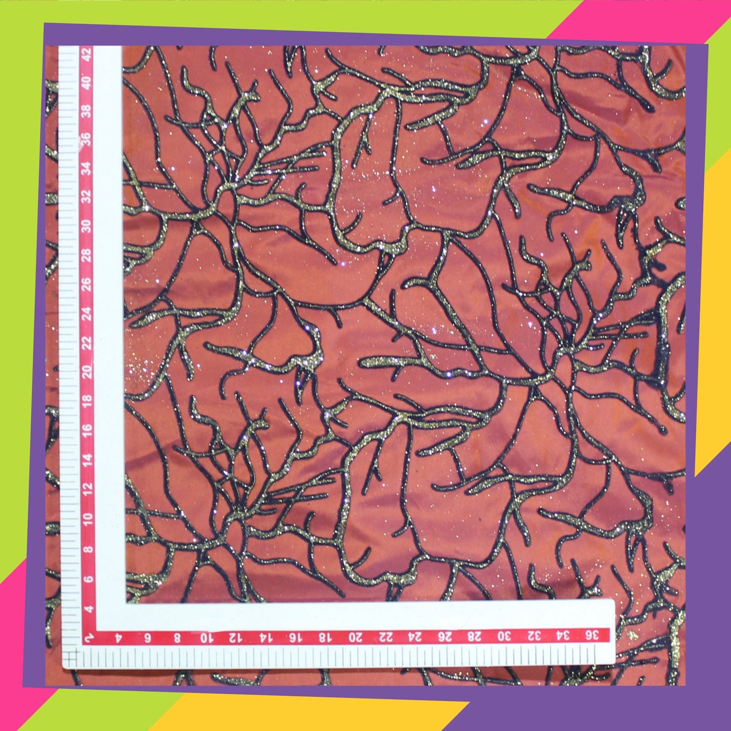 Velvet Flocking Zari Print On Tafeta (FW-56" EMB-56")