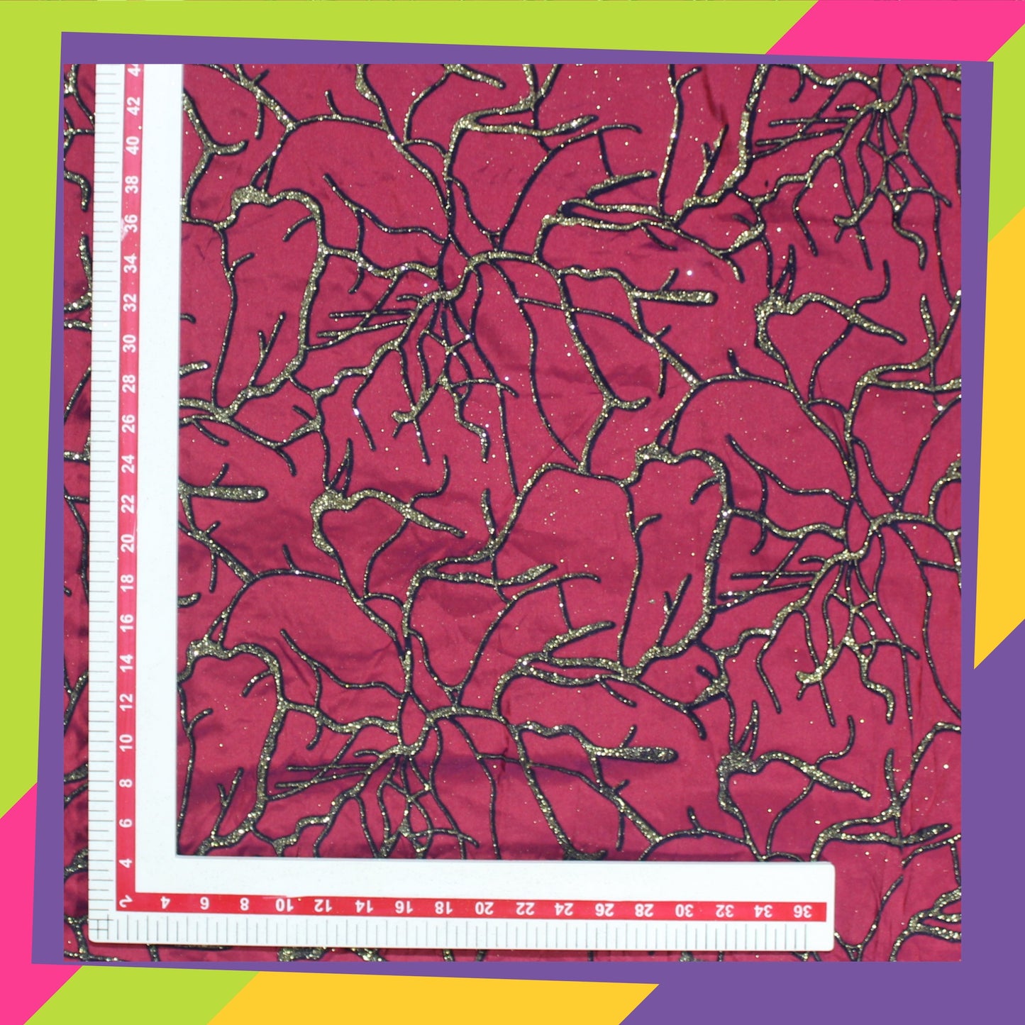 Velvet Flocking Zari Print On Tafeta (FW-56" EMB-56")