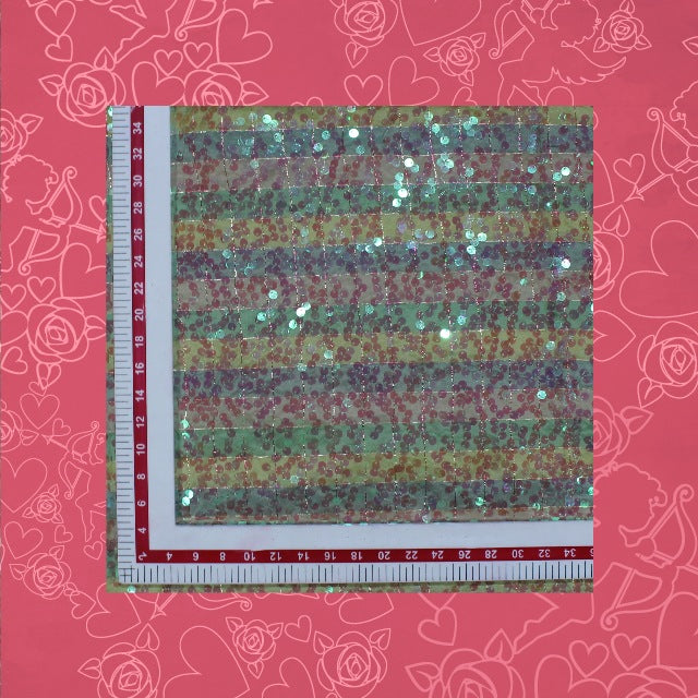 Rainbow Sequence On Silk Zari Chex
