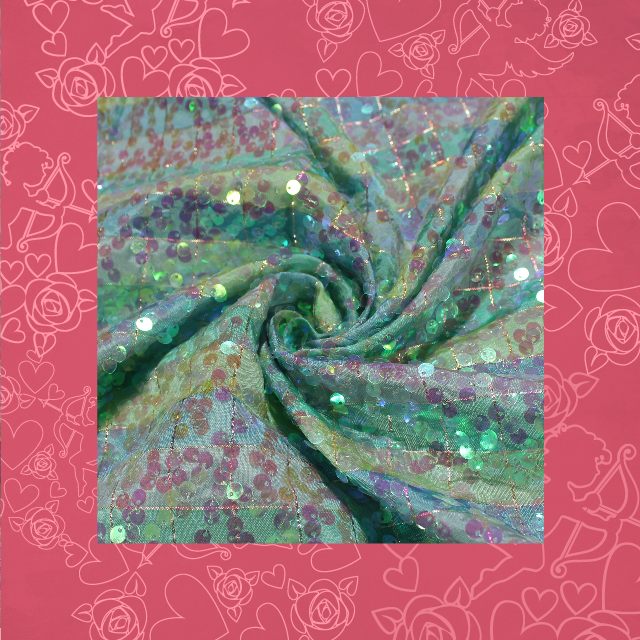 Rainbow Sequence On Silk Zari Chex