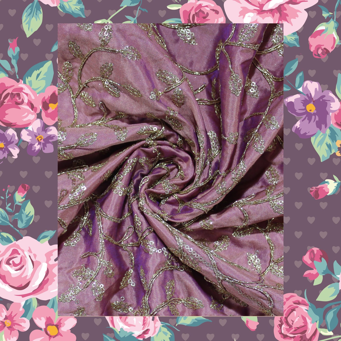 Glitter Sequence With Codding On Tafetta