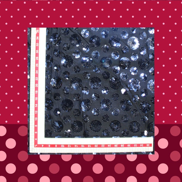 Heavy Sequence Work Flower On Satin Tafetta